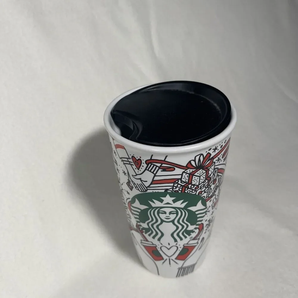 2017 Starbucks Special Holiday Christmas Traveler Ceramic Tumbler & Lid